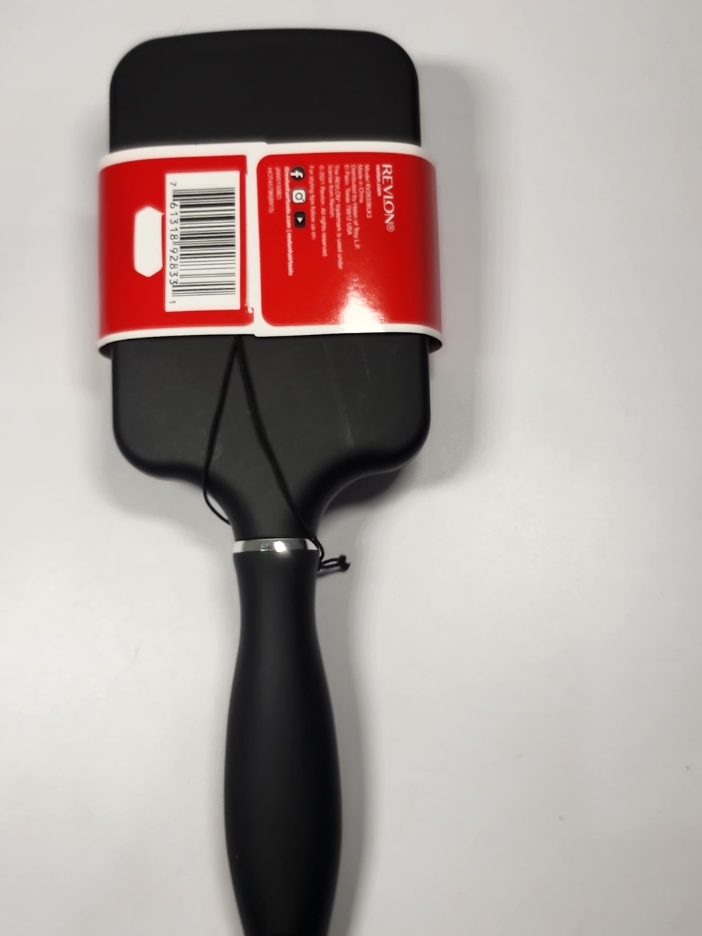Revlon Straight and Smooth Paddle Brush Soft Feel Black Square All Hair Types - Picture 13 of 16